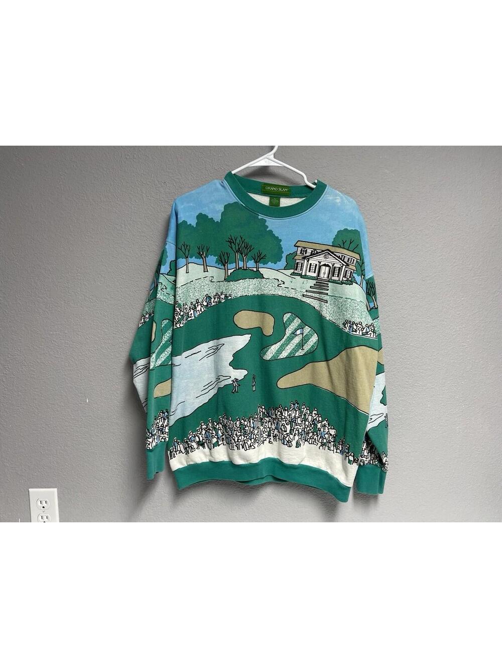 Vintage Grand Slam Golf Sweatshirt Crewneck Green Size L